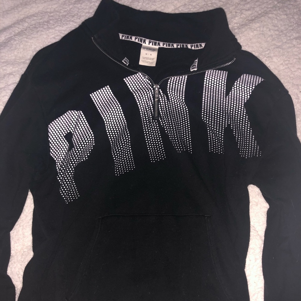 VS PINK black and white quarter zip sweatshirt